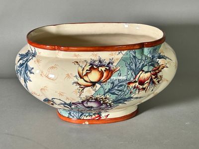 a large bowl with a floral design on it