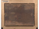 an old painting of a brown square with a red dot on it
