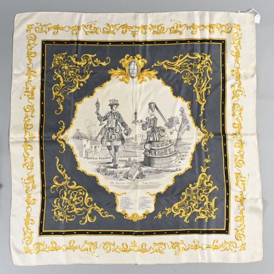 BIANCHINI. Carré en soie imprimé titré Verrerie Souchon Neuv…