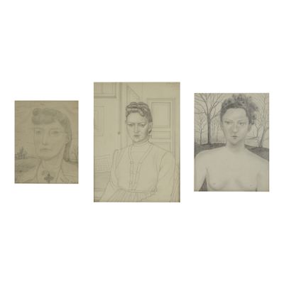 three black and white photographs of a woman and a man
