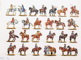 de nombreuses figurines représentant des personnes à cheval et des chevaux