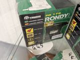 many boxes of electronic equipment on display in a glass case