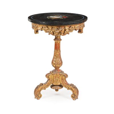 PLATEAU DE TABLE EN MARBRE INCRUSTÉ, 19E SIÈCLE - Photo 1