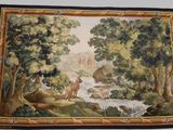 tableau représentant une scène forestière avec un cerf et une cascade