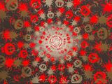 un motif floral rouge et noir avec une étoile au centre