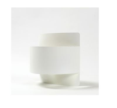 a close up of a white vase with a white background
