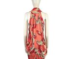 an image of a mannequin wearing a red dress with a floral pattern
