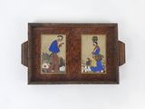 une paire de peintures chinoises encadrées représentant un homme et une femme