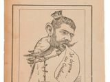 un vieux livre sur lequel figure le dessin d'un homme tenant un oiseau