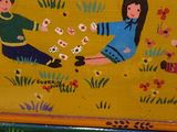 a painting of children playing in a field of flowers