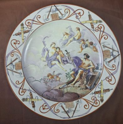 Georgio Belli (Italie) : Large assiette à décor subtilement …