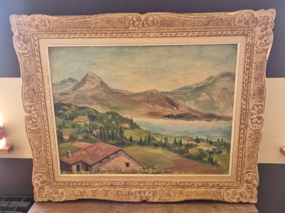 a picture of a painting on a table in a room