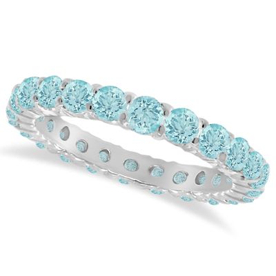 bague éternité ronde en topaze bleue