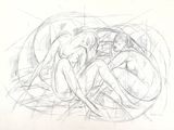 drawing of a group of nudes sitting in a circle on top of each other