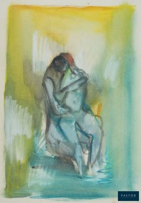 an image of a painting of a man sitting on a chair