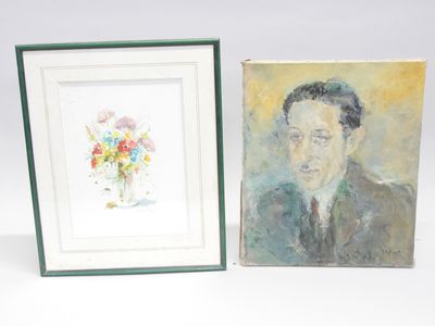 painting of a man in a suit and tie next to a painting of a man in a suit and tie