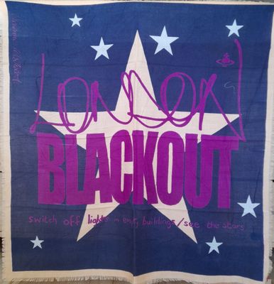 a blue and purple banner with a star on it