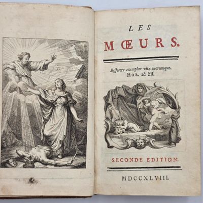 un vieux livre avec, au milieu, l'image d'une femme et d'un homme