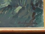 a picture of a painting of a mountain range