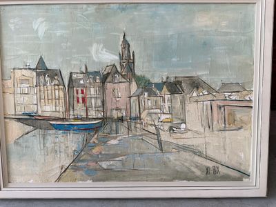une image d'un tableau représentant un bateau sur l'eau
