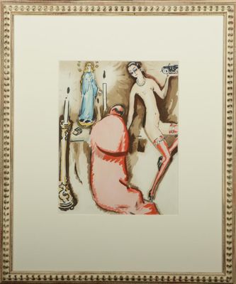 une image d'un tableau représentant une femme en robe rose