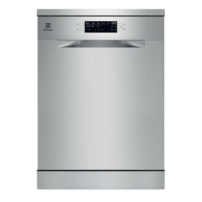 a stainless steel dishwasher on a white background