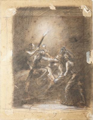 ÉCOLE FRANÇAISE DU XIXe siècle, Scène d'assassinat nocturne,…