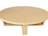 a close up of a wooden table with a white background