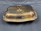 antique silverplated butter dish with lid and handles