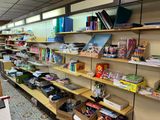 many shelves in the store with many items on them