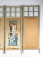 Paravent Art Nouveau à quatre brins, peintures sur soie dans… (photo 5)