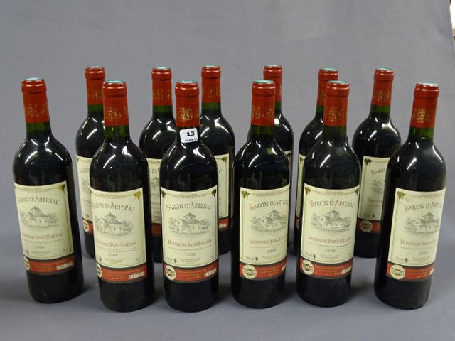 BARON D’ARTERAC : 12 bouteilles MONTAGNE SAINT EMILION, année 200...