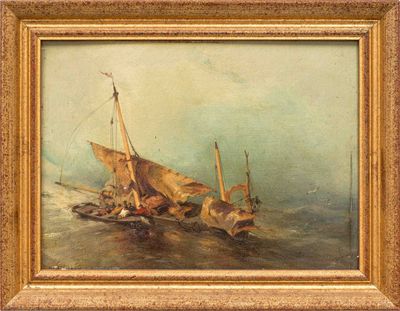 l'image d'une peinture représentant un bateau dans un plan d'eau