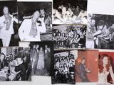several black and white photos of people and their families on a refrigerator