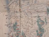 an old map of a country with a lot of water on it