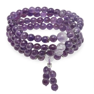 Lot de 100 Bracelets Mala Bouddhiste en Améthyste - Artisanat Spirituel