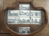 a picture of a wooden frame with pictures in it