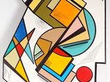peinture abstraite représentant des formes géométriques sur fond blanc