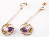 boucles d'oreilles plaquées or avec de l'améthorate, de l'améthorate et des pierres multicolores