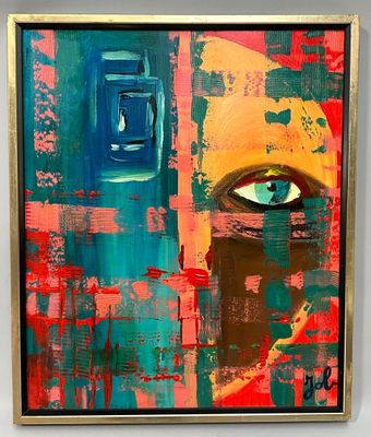 JOB (Josiane BECK)., Bleu de toi, Huile sur toile monogrammé…