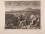 a picture of a drawing of a group of people on horseback