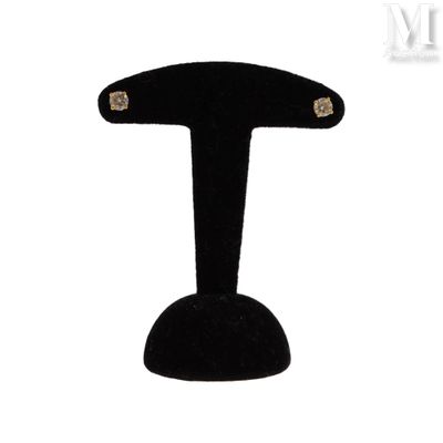 gros plan d'une paire de boucles d'oreilles sur un support noir