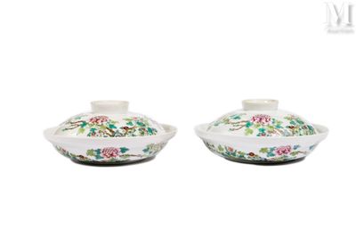 paire de bols en porcelaine chinoise ornés de motifs floraux