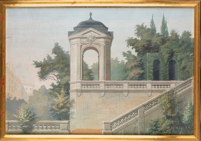 Ecole du début du XXe siècle Pavillon dans un parc