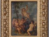 an oil painting of a group of cherensils in a gold frame