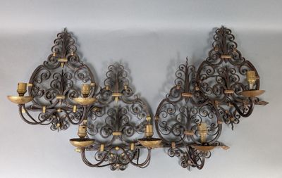 pair of antique wrought iron wall sconces