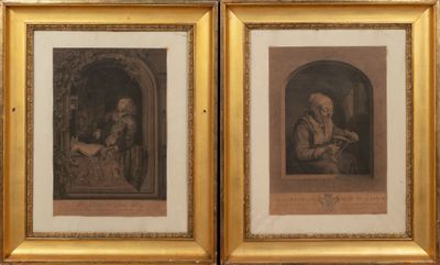 PAIRE DE CADRE en bois et pâte doré dit "à gorge" à décor de… - Photo 1