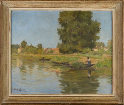 Hélène COLIN-LEFRANCQ (1878-1968), "Barque au bord de l'eau"…