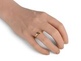 yellow gold plated ring with a diamond in the middle of the finger