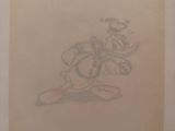 an old drawing of a man riding a horse with a hat on